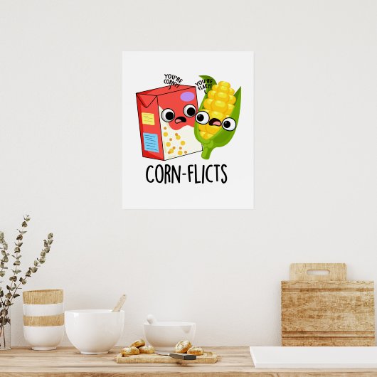 Maisflicts Funny Cornflake Corn Pun Poster (Küche)