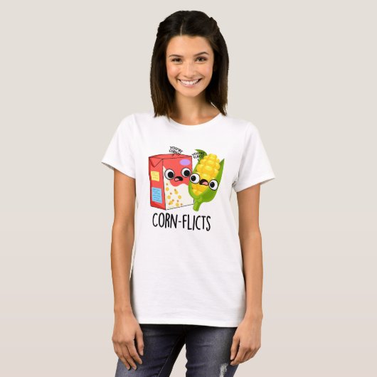 Maisflicts Funny Cornflake Corn Pun T-Shirt (Vorne ganz)