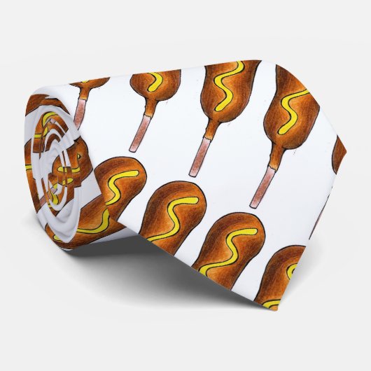 Maishund mit Senf Hot Dog Junk Food Krawatte (Gerollt)