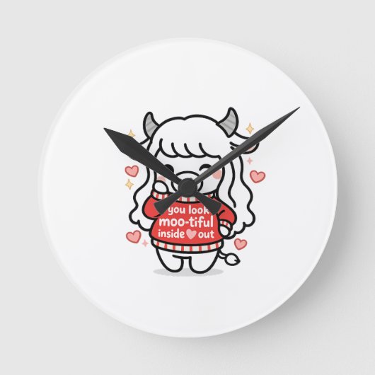 Maisie Moo Clock  Runde Wanduhr (Vorderseite)