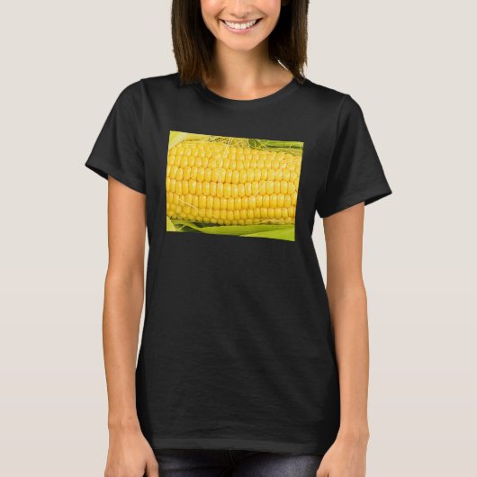 Maiskolben Mit Seide Und Blättern Am Kolben T-Shirt (Vorderseite)