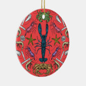 Maiskrustentiere, Damast Pop rot Keramik Ornament (Rechts)