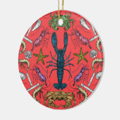 Maiskrustentiere, Damast Pop rot Keramik Ornament (Links)