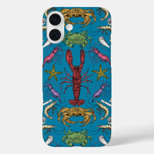 Maiskrustentiere und Damast Pop blau Case-Mate iPhone Hülle (Rückseite)