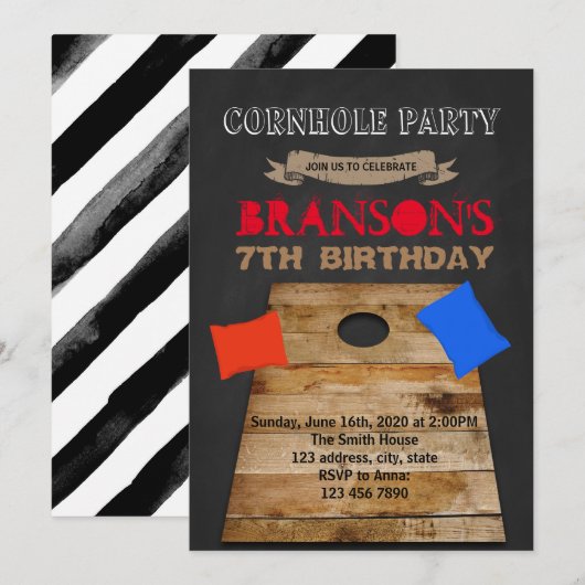 Maisloch-Party Einladung (Vorne/Hinten)