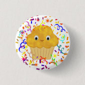 Maismuffin aus niedlichem Cartoon mit Confetti Button (Vorderseite)
