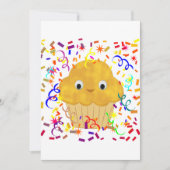 Maismuffin aus niedlichem Cartoon mit Confetti Einladung (Vorderseite)