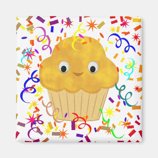 Maismuffin aus niedlichem Cartoon mit Confetti-Mag Magnet (Vorne)