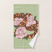 Maisschlange Rosa Blume grün Badhandtuch Set (Handtuch)