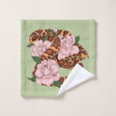Maisschlange Rosa Blume grün Badhandtuch Set (Waschlappen)