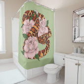 Maisschlange Rosa Blume grün Duschvorhang (Beispiel)