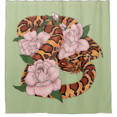 Maisschlange Rosa Blume grün Duschvorhang (Vorderseite)