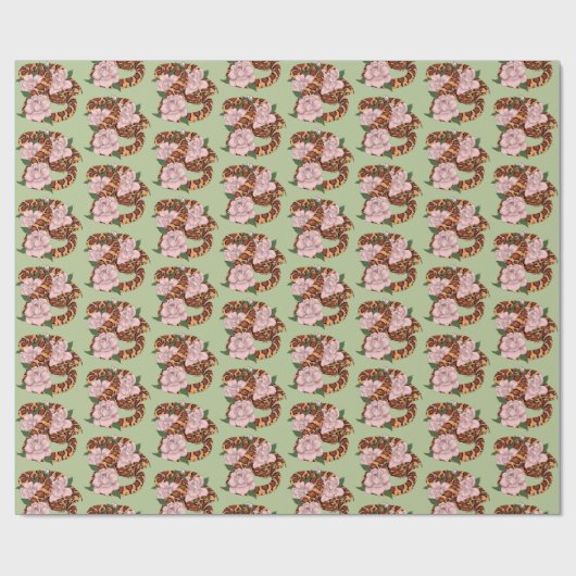 Maisschlange Rosa Blume grün Geschenkpapier (Flach)