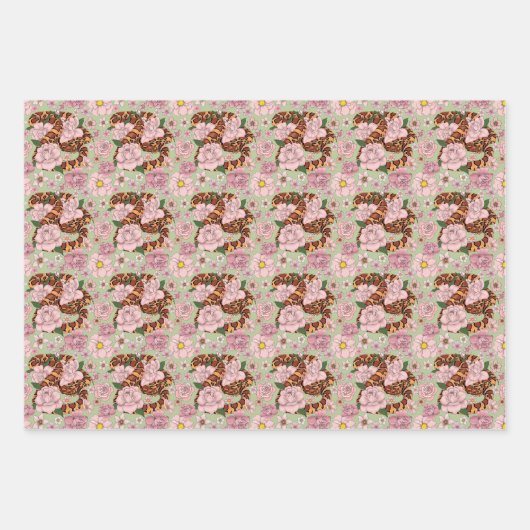 Maisschlange Rosa Blume grün Geschenkpapier Set (Vorderseite 3)