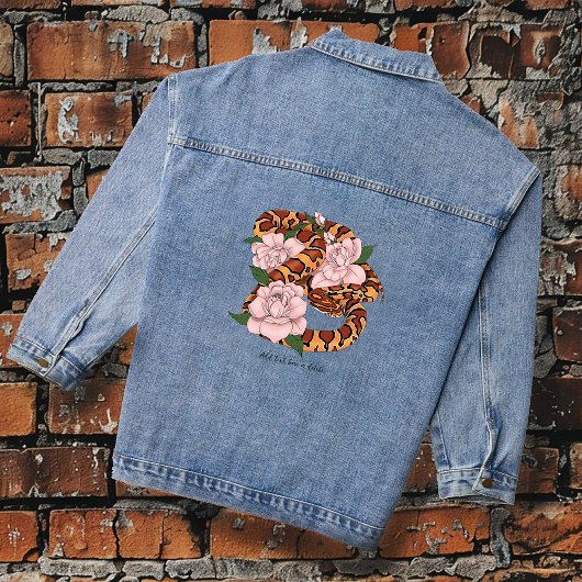 Maisschlange Rosa Blume grün Jeansjacke