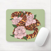 Maisschlange Rosa Blume grün Mousepad (Mit Mouse)