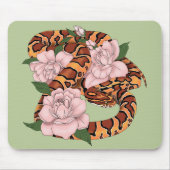 Maisschlange Rosa Blume grün Mousepad (Vorne)