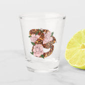 Maisschlange Rosa Blume grün Schnapsglas (Vorderseite)