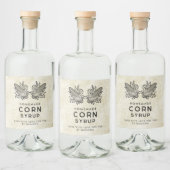 Maissirup, hausgemacht, mit zwei Buchsen Alkoholflaschenetikett (Flaschen)