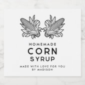 Maissirup, schwarz-weiß, mit zwei Buchsen Alkoholflaschenetikett (Einzelnes Label)