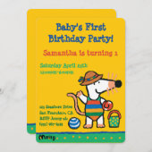 Maisy am Strand Geburtstag Einladung (Vorne/Hinten)