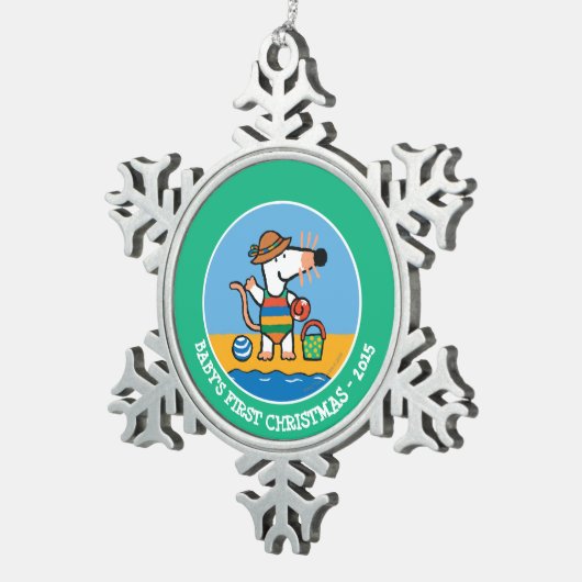 Maisy am Strand Schneeflocken Zinn-Ornament (Rechts)