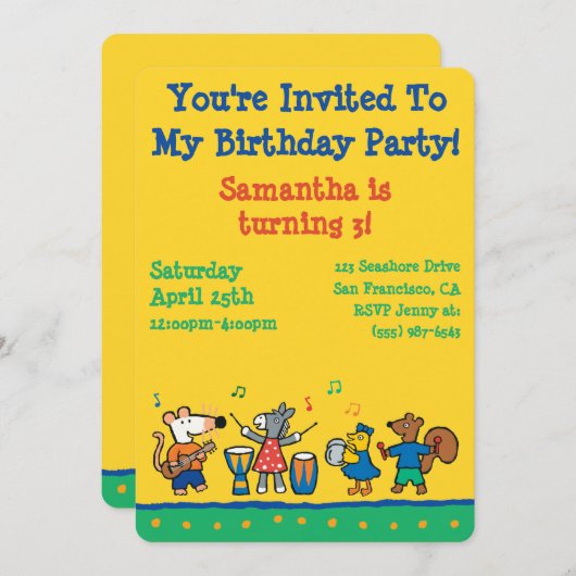 Maisy and Friends spielen in der Band Einladung (Vorne/Hinten)