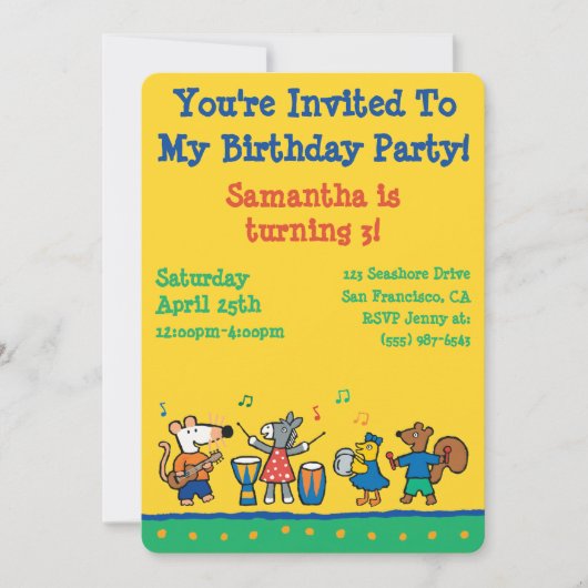 Maisy and Friends spielen in der Band Einladung (Vorderseite)