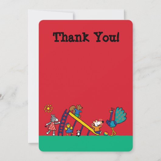 Maisy auf dem Spielplatz mit Freunden Dankeskarte (Vorderseite)