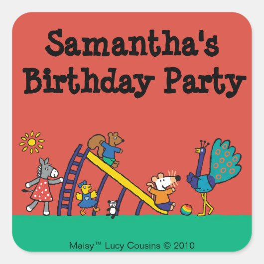 Maisy auf dem Spielplatz mit Freunden Quadratischer Aufkleber (Vorderseite)