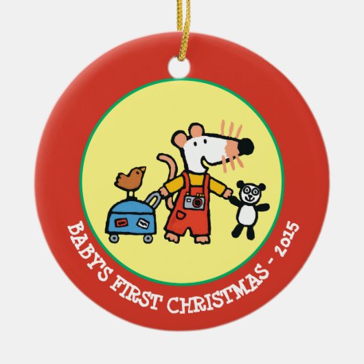 Maisy bereit zu den Ferien mit Gepäck Keramik Ornament (Vorne)