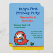 Maisy fährt ein niedliches rotes Auto Einladung (Vorne/Hinten)