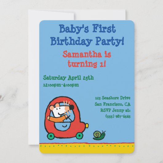 Maisy fährt ein niedliches rotes Auto Einladung (Vorderseite)