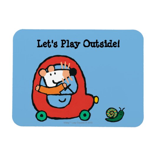 Maisy fährt ein Niedliches rotes Auto Magnet (Horizontal)