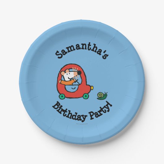 Maisy fährt ein niedliches rotes Auto Pappteller (Vorderseite)