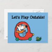 Maisy fährt ein Niedliches rotes Auto Postkarte (Vorne/Hinten)