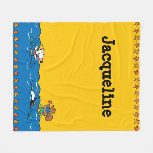 Maisy geht, am Strand zu schwimmen Fleecedecke (Vorderseite (Horizontal))