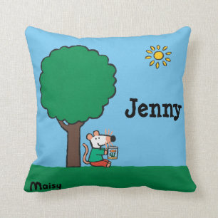 Maisy liest ihr Bibliotheks-Buch draußen Kissen