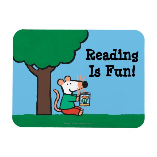 Maisy liest ihr Bibliotheksbuch im Freien Magnet (Horizontal)