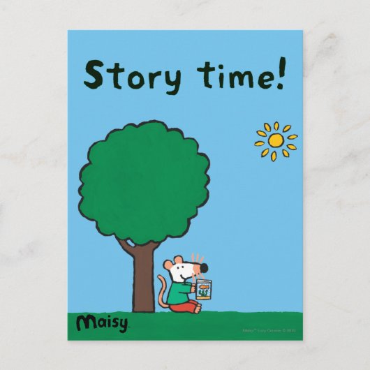 Maisy liest ihr Bibliotheksbuch im Freien Postkarte (Vorderseite)