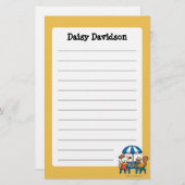 Maisy schreibt Postkarten unter blauen Regenschirm Briefpapier (Vorne/Hinten)