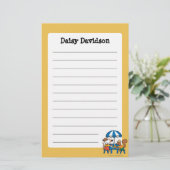 Maisy schreibt Postkarten unter blauen Regenschirm Briefpapier (Stehend Vorderseite)