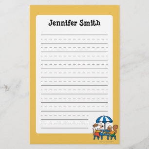 Maisy schreibt Postkarten unter blauen Regenschirm Briefpapier