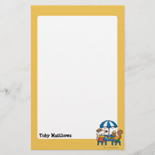 Maisy schreibt Postkarten unter blauen Regenschirm Briefpapier