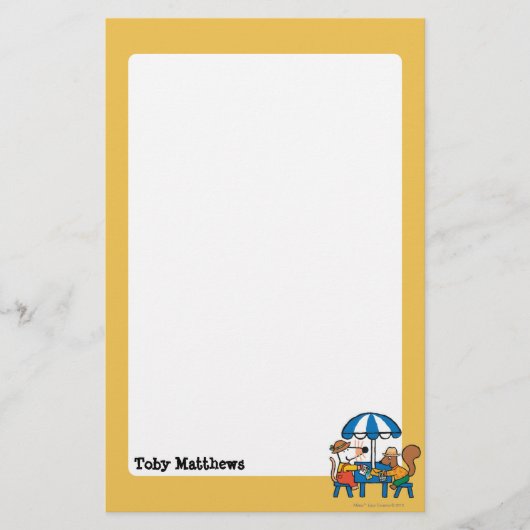 Maisy schreibt Postkarten unter blauen Regenschirm Briefpapier (Vorderseite)