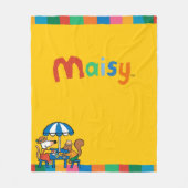 Maisy schreibt Postkarten unter blauen Regenschirm Fleecedecke (Vorderseite)