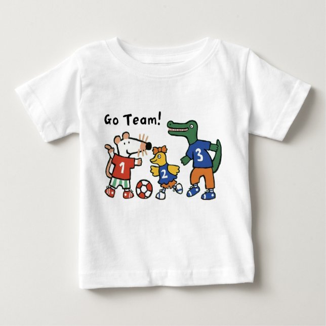Maisy spielt Fußball, Go Team! Baby T-shirt (Vorderseite)