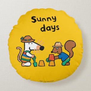 Maisy und Cyril errichten ein Sand-Schloss Rundes Kissen