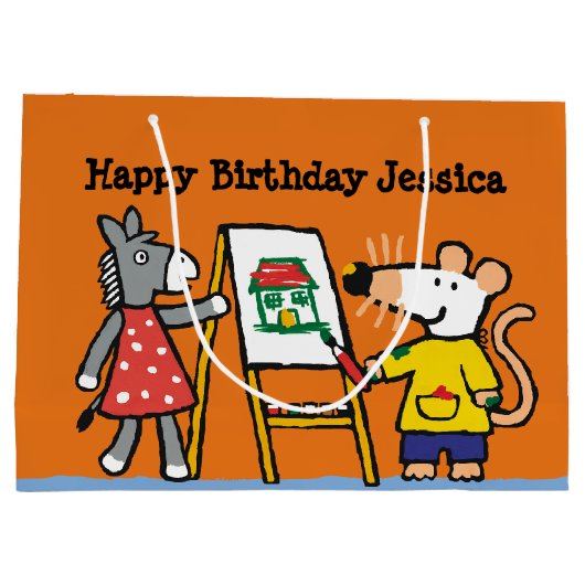 Maisy und Dotty Farbe an der Vorschule Große Geschenktüte (Rückseite)