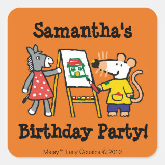 Maisy und Dotty Paint in der Vorschule Quadratischer Aufkleber